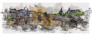 Sint Servaasbrug Zuidzijde_aquarel