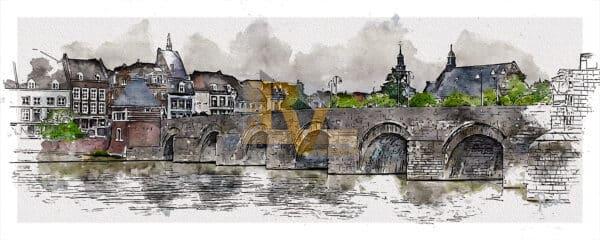 Sint Servaasbrug Zuidzijde_aquarel