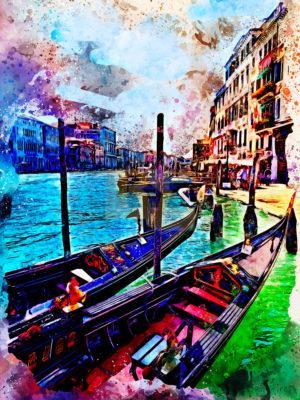 Gondels in het Canal Grande van Venetië